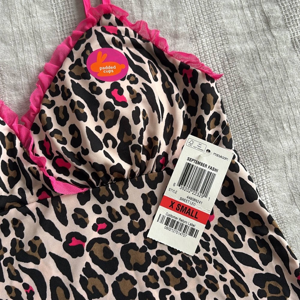 Leopard Print Nightgown with Pink Accents - Picture 2 of 3